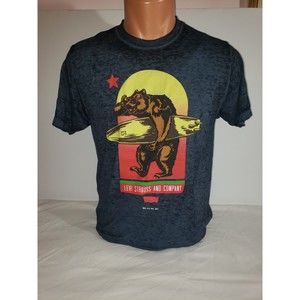 Mens Levis Surfer Bear Graphic T Shirt L Blue Surfboard